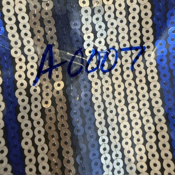 Lulu's Dazzle You Gold and Blue Striped Sequin Mini Skirt Back Zip Size Small - Picture 11 of 11